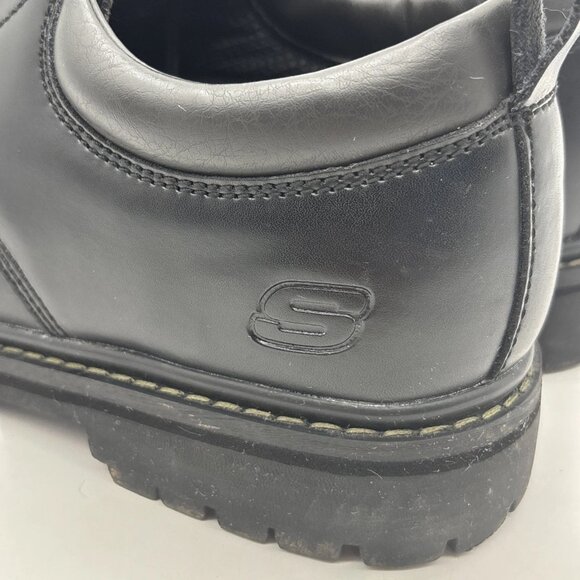 Skechers Alley Cat Leather Oxford Comfort Shoes Mens Size 10.5 US Black SN7111EW - Picture 10 of 15